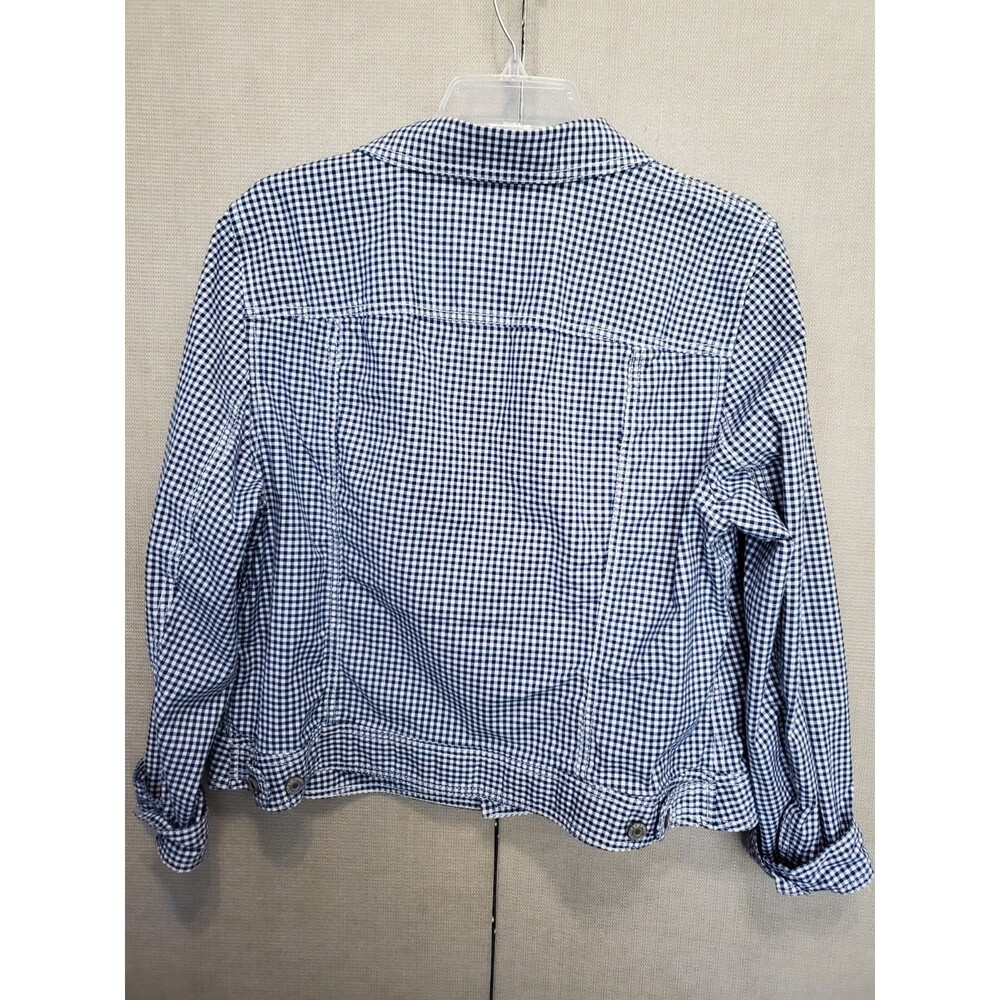Talbots Cotton Blend Blue Gingham Long Sleeve Button-Up Utility Jacket Size XL - Picture 4 of 5